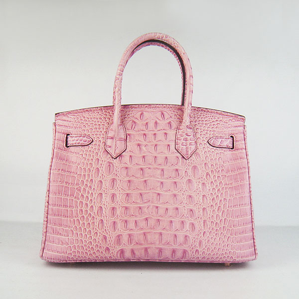 Replica Hermes Birkin 30CM Crocodile Head Veins Bag Pink 6088 On Sale